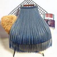 光闪闪仙女秋冬季网纱裙a字半身裙新款百褶裙高腰显瘦长款裙子