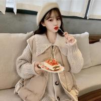 秋冬新款韩版宽松娃娃领森系毛衣+棉衣无袖加厚马甲女两件套5天内发货