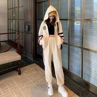 韩版宽松连帽运动套装女秋冬中学生卫衣大码时尚休闲两件套跑步服
