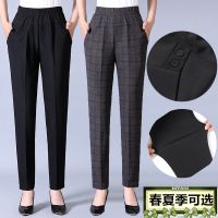 中老年女裤新款大码宽松直筒裤妈妈松紧高腰休闲裤子奶奶弹力长裤