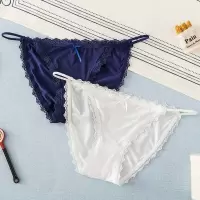 欧美 大码女士内裤女蕾丝低腰火辣透明比基尼性感三角裤