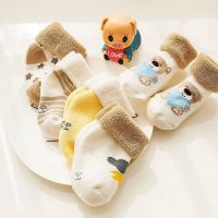 婴儿袜子秋冬加厚儿童棉袜0到3个月新生儿袜子刚出生宝宝松口袜
