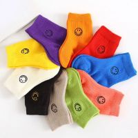 婴儿袜子春秋可爱笑脸儿童袜子糖果色宝宝袜子男女童中筒袜不勒脚