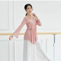 古典舞练功服女芭蕾舞民族长袖中国舞舞蹈身韵网纱衣演出服装上衣