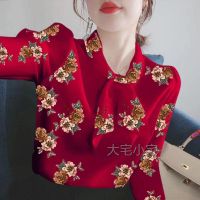 雪纺衬衫女士2021年新款秋冬上衣时尚气质宽松洋气遮肚子长袖