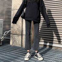 黑色牛仔裤女直筒裤宽松新款高腰百搭修身显高显瘦潮烟管九分裤