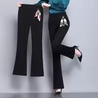 2021新款裤子女修身显瘦喇叭裤女高腰长裤韩版高腰显瘦啦叭裤挂件