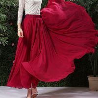 540度8米三层雪纺半身裙长裙a字蓬蓬裙高腰大摆裙子红色裙舞蹈裙