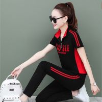 运动套装女夏季2020新款韩版时尚洋气减龄欧货短袖休闲两件套