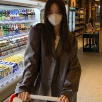 韩版皮衣西装女2021年秋季新款宽松百搭休闲pu皮夹克款外套ins潮15天内发货