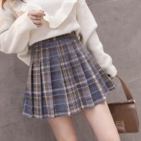 毛呢半身裙子秋冬季女装格子裙新款高腰a字短裙百褶时尚春秋显瘦