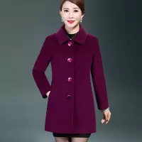 妈妈装毛呢外套女中长款2021秋冬新款中老年女装毛呢大衣女修身