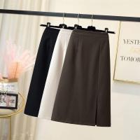 毛呢开叉半身裙女2021秋冬新款高腰显瘦遮胯a字裙中长款包臀裙子