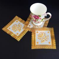 1片装餐垫欧式托盘垫pvc烫金杯垫碗垫烟缸垫隔热垫圆形方形花瓶垫