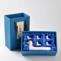 创意陶瓷筷子托筷子架筷枕家用酒店日用手绘鸭子筷托筷架筷垫套装