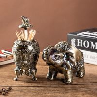 牙签筒烟灰缸创意吉祥象牙签盒家用餐桌茶几装饰品大象牙签罐