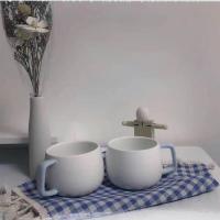 日式大容量水杯可爱情侣陶瓷杯咖啡杯带勺子杯子简约风清新