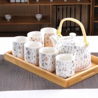 大号提梁壶茶具套装中老式陶瓷家用青花瓷泡茶壶茶杯托盘整套