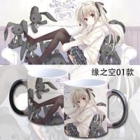 学生杯子加热变色陶瓷带盖勺马克水杯男女礼物