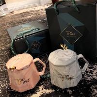 欧式情侣马克杯陶瓷带盖勺节日礼物礼品杯办公室咖啡杯简约伴手礼