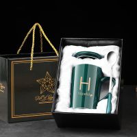 马克杯带盖勺男女陶瓷杯子家用韩版学生情侣牛奶咖啡杯大容量茶杯