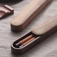 日式木筷实木筷子盒性尖头筷一双单人装学生外带便携筷子