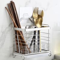 304不锈钢刀架筷子筒 家用厨房挂式筷笼筷筒盒沥水餐具收纳接水盘