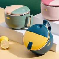 不锈钢泡面碗大号大容量带盖学生宿舍易洗可爱方便面碗日式带餐具