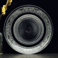 玻璃盘子 餐具家用透明钢化创意ktv酒吧水果盘圆形欧式玻璃杯托盘