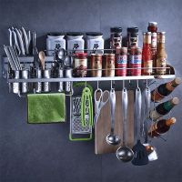 置物架壁挂墙上免打孔304不锈钢厨房用品大全加厚调料筷子收纳架