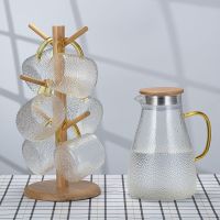 加厚耐高温玻璃锤纹凉水壶耐热防爆大容量多用水壶果汁壶水杯套装