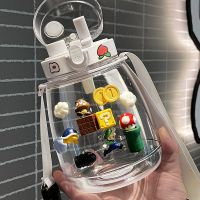 水杯女大容量1300ml带吸管塑料杯大号新款潮便携运动水壶