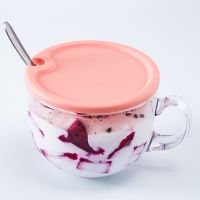 大容量玻璃早餐杯带盖大号牛奶杯喝粥杯子咖啡杯燕麦带勺家用水杯