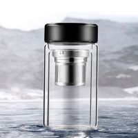 新款矮胖耐热单双层便携玻璃杯办公杯韩版泡茶杯子男女车载水杯