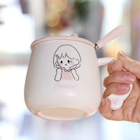 卡通创意简笔ins高颜值可爱男女孩情侣对杯大容量学生家用马克杯