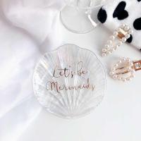 描金字母 幻彩玻璃贝壳碟 首饰盘 点心盘美甲拍照道具 盘子