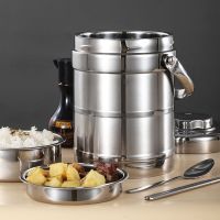 双层不锈钢保温桶长保温饭盒2/3/多层大容量成人学生便当盒饭桶