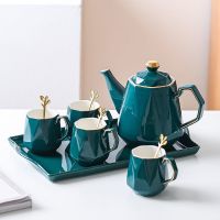 北欧轻奢水壶水杯套装陶瓷描金水具家用茶水杯咖啡杯大容量冷水壶