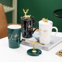 创意大容量马克杯带盖勺北欧ins水杯男女潮情侣杯套装杯子家用