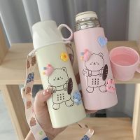 保温杯女士可爱便携大容量水杯带盖简约清新森系ins风高颜值杯子