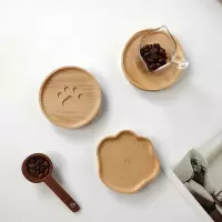 无漆榉木小杯垫 创意可爱卡通隔热杯托 小木垫实木小碟子