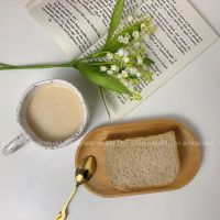 ins风日式餐具榉木盘椭圆形茶托创意实木早餐玻璃杯一人食托盘