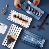 日式创意陶瓷寿司盘子菜盘早餐盘点心盘饺子盘网红家用长方形盘子