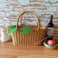 仿藤编提篮环保购物篮野餐篮编菜篮日单户外清洁篮子工编织手提篮