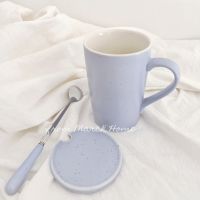 marchhome马卡龙撞色水杯女生可爱马克杯ins高颜值陶瓷杯子带盖勺