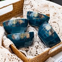 轻奢祖母绿饭碗凤尾钻石陶瓷碗吃饭碗面碗汤碗家用餐具碗碟勺筷