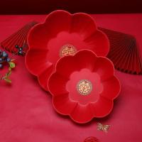 5个装婚庆果盘干果盘子结婚盘红色塑料喜糖中式婚礼用品茶盘喜事
