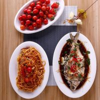 10.12.14英寸鱼盘特大号椭圆形加厚陶瓷盘子简约白鱼盘家用餐具