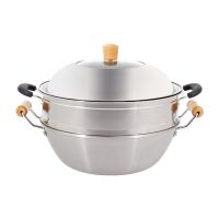 304不锈钢炒锅平底无涂层双耳炖锅蒸锅加深加厚物理不粘锅多用锅