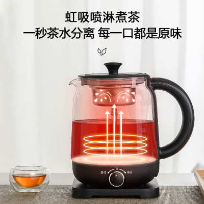 苏泊尔(SUPOR) 煮茶壶 1L/升 玻璃蒸汽喷淋器养生壶办公室小型家用 电热水壶烧水壶迷你花茶壶黑茶SW-10C01